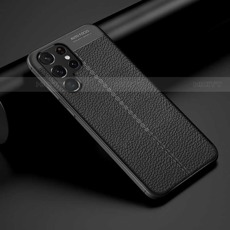 Silikon Hülle Handyhülle Gummi Schutzhülle Flexible Leder Tasche S06 für Samsung Galaxy S21 Ultra 5G Schwarz Plus