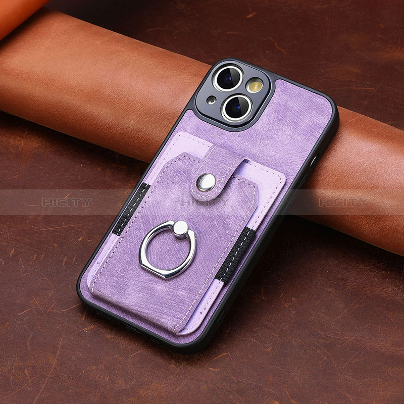 Silikon Hülle Handyhülle Gummi Schutzhülle Flexible Leder Tasche SD10 für Apple iPhone 14 Helles Lila