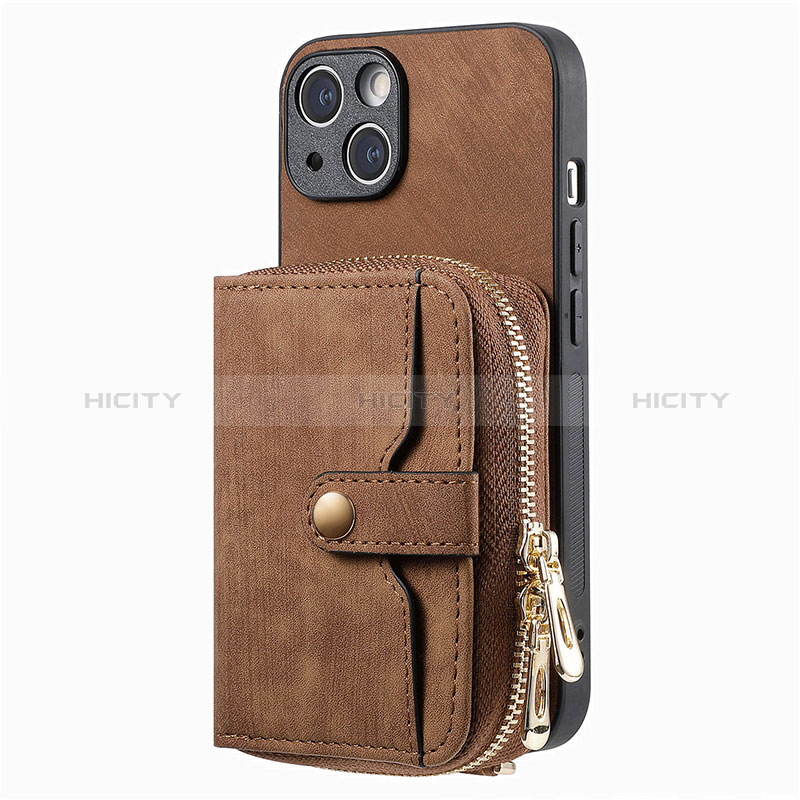 Silikon Hülle Handyhülle Gummi Schutzhülle Flexible Leder Tasche SD3 für Apple iPhone 14 Braun Plus