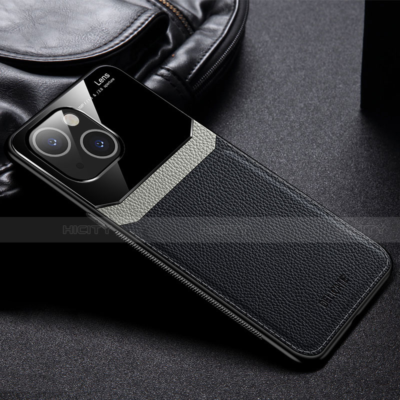 Silikon Hülle Handyhülle Gummi Schutzhülle Flexible Leder Tasche Z02 für Apple iPhone 14 Schwarz Plus