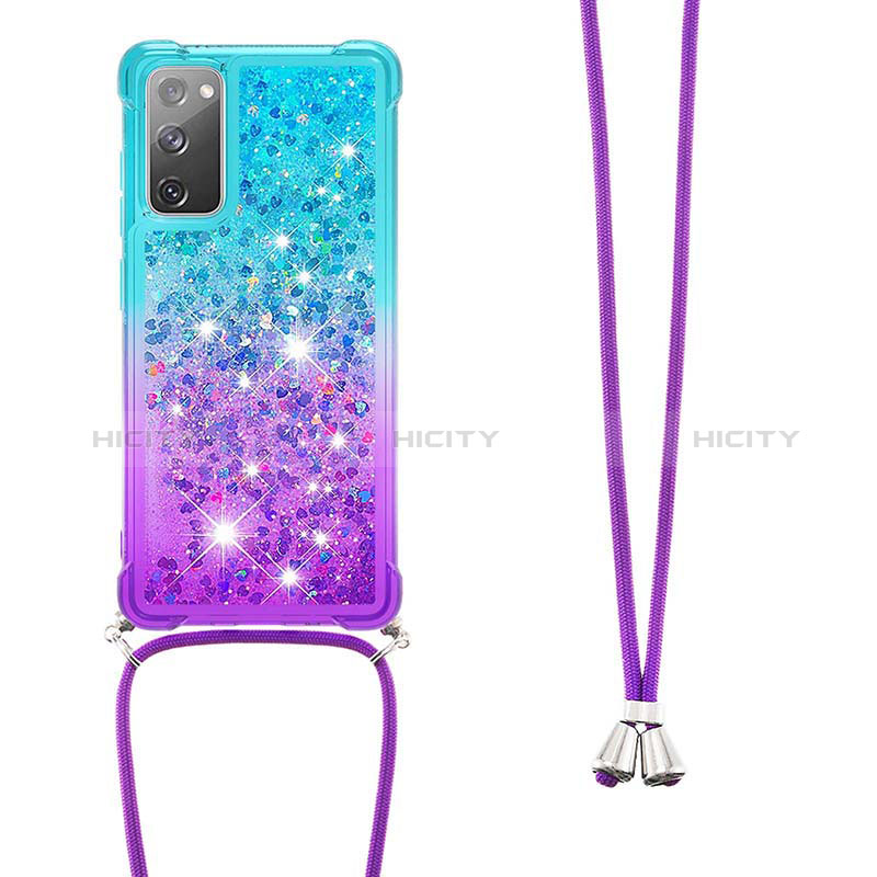 Silikon Hülle Handyhülle Gummi Schutzhülle Flexible Tasche Bling-Bling mit Schlüsselband Lanyard S01 für Samsung Galaxy S20 FE 5G