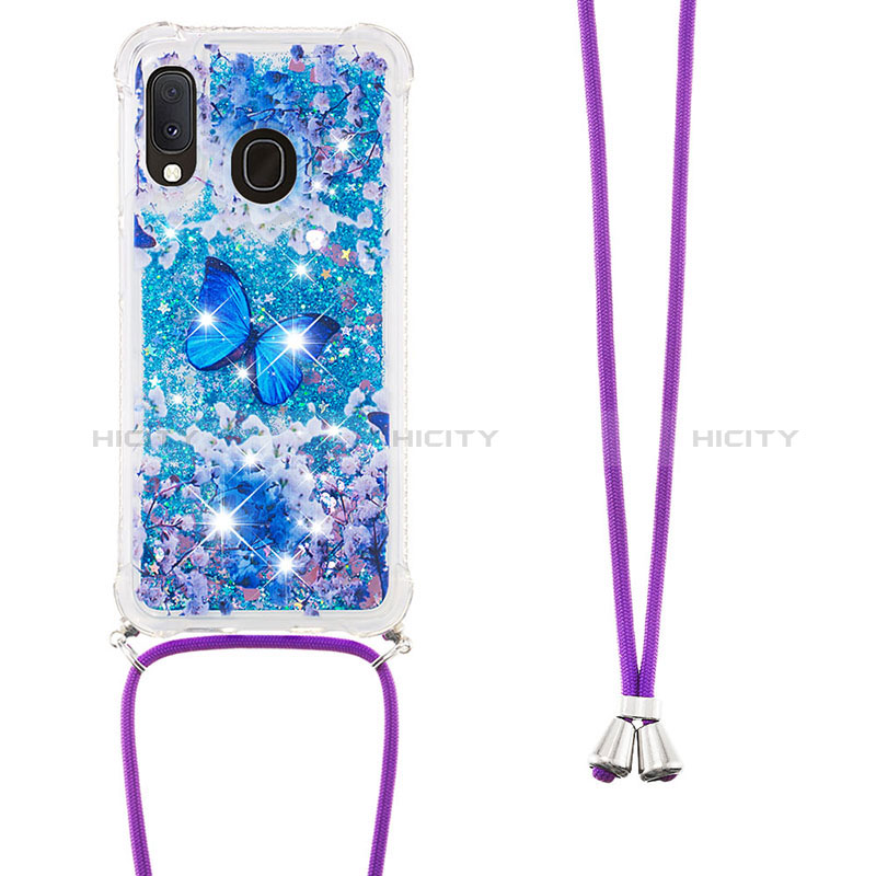 Silikon Hülle Handyhülle Gummi Schutzhülle Flexible Tasche Bling-Bling mit Schlüsselband Lanyard S02 für Samsung Galaxy A20e groß