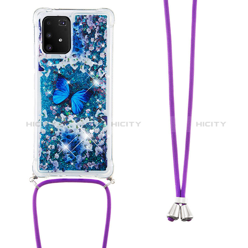 Silikon Hülle Handyhülle Gummi Schutzhülle Flexible Tasche Bling-Bling mit Schlüsselband Lanyard S02 für Samsung Galaxy M80S