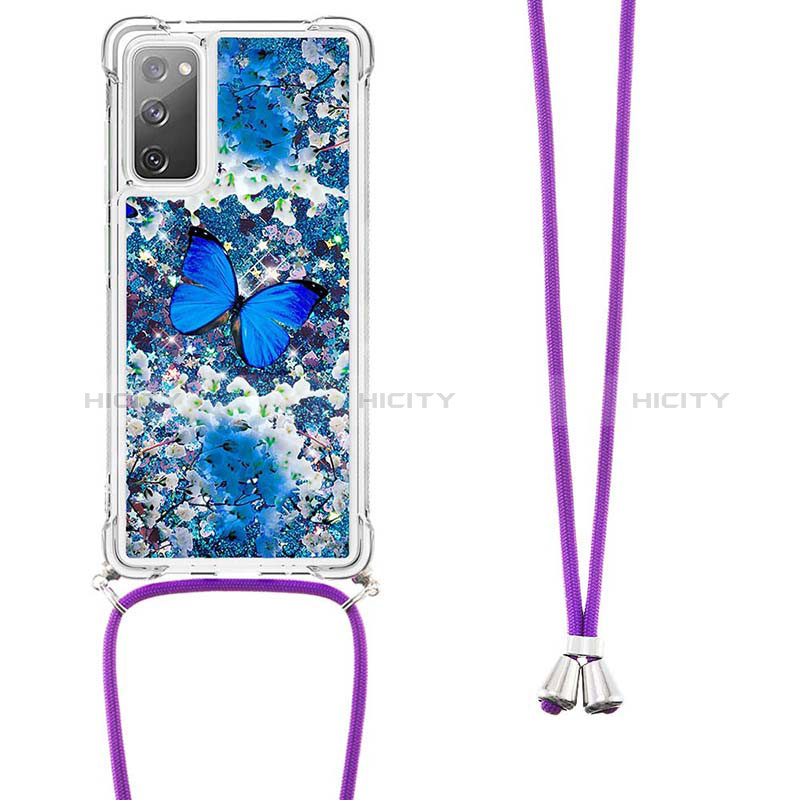 Silikon Hülle Handyhülle Gummi Schutzhülle Flexible Tasche Bling-Bling mit Schlüsselband Lanyard S02 für Samsung Galaxy S20 FE 5G