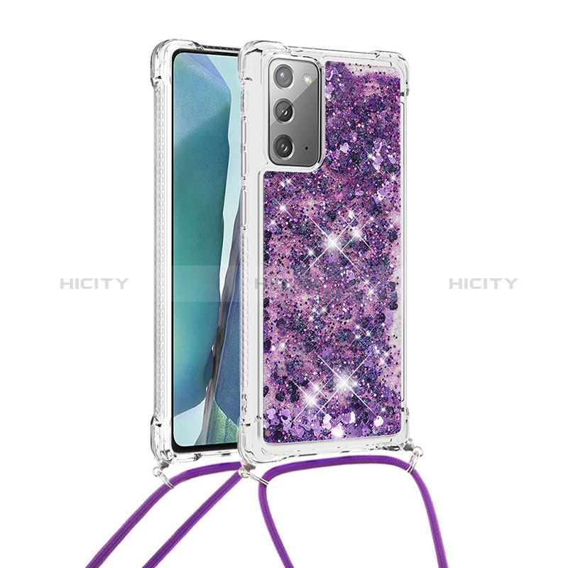 Silikon Hülle Handyhülle Gummi Schutzhülle Flexible Tasche Bling-Bling mit Schlüsselband Lanyard S03 für Samsung Galaxy Note 20 5G