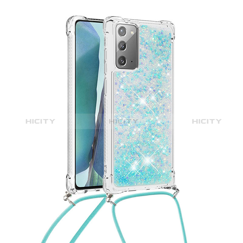Silikon Hülle Handyhülle Gummi Schutzhülle Flexible Tasche Bling-Bling mit Schlüsselband Lanyard S03 für Samsung Galaxy Note 20 5G