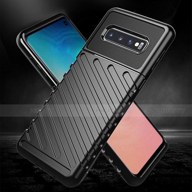 Silikon Hülle Handyhülle Gummi Schutzhülle Flexible Tasche Line C02 für Samsung Galaxy S10 groß