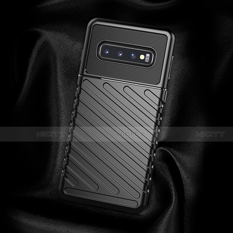 Silikon Hülle Handyhülle Gummi Schutzhülle Flexible Tasche Line C02 für Samsung Galaxy S10 groß