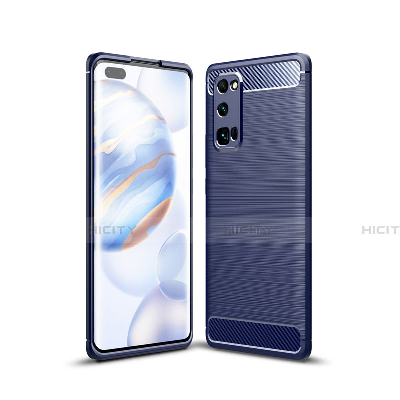 Silikon Hülle Handyhülle Gummi Schutzhülle Flexible Tasche Line für Huawei Honor 30 Pro+ Plus Blau