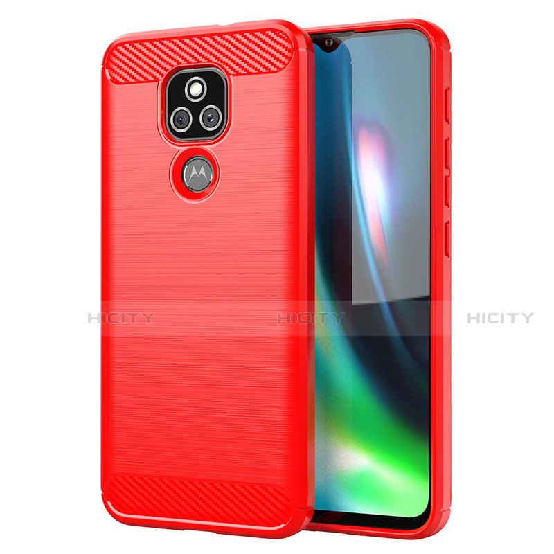 Silikon Hülle Handyhülle Gummi Schutzhülle Flexible Tasche Line für Motorola Moto E7 Plus Rot