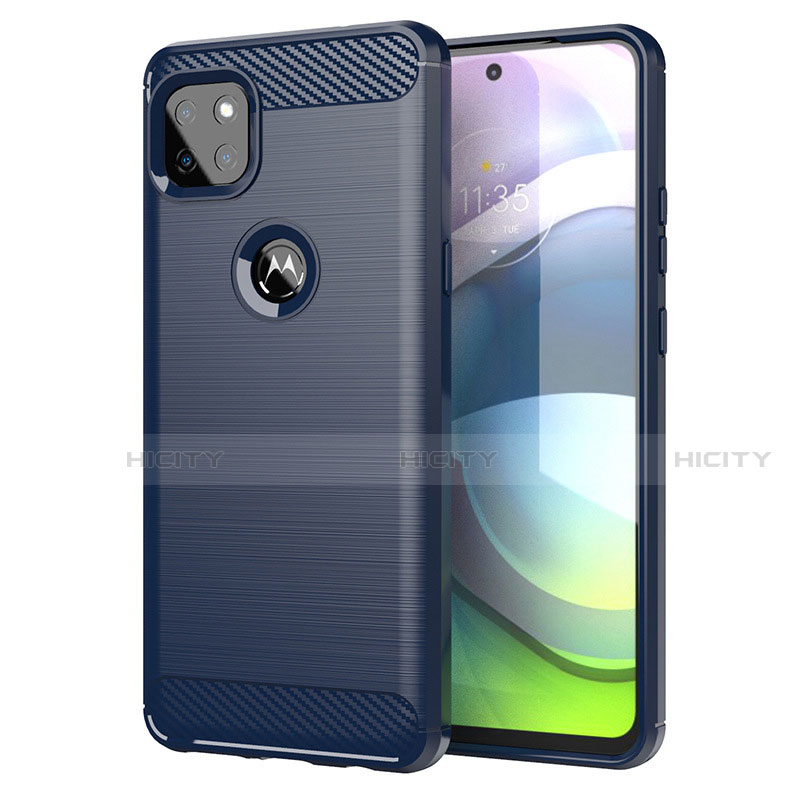 Silikon Hülle Handyhülle Gummi Schutzhülle Flexible Tasche Line für Motorola Moto G 5G Blau