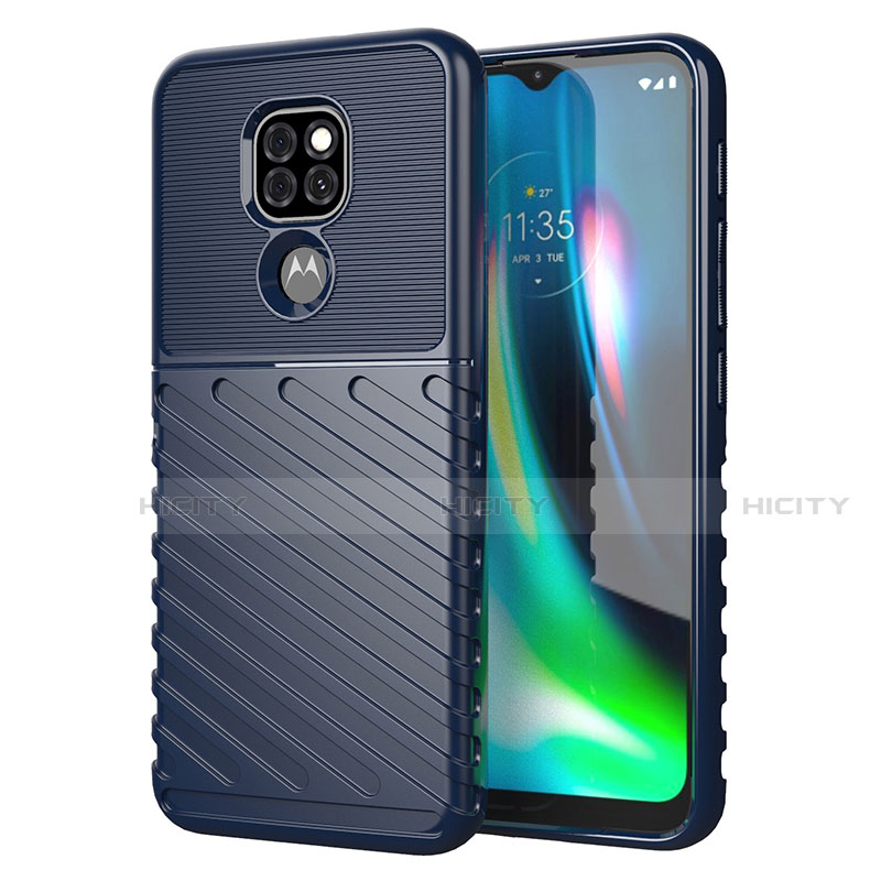 Silikon Hülle Handyhülle Gummi Schutzhülle Flexible Tasche Line für Motorola Moto G9 Play Blau Plus