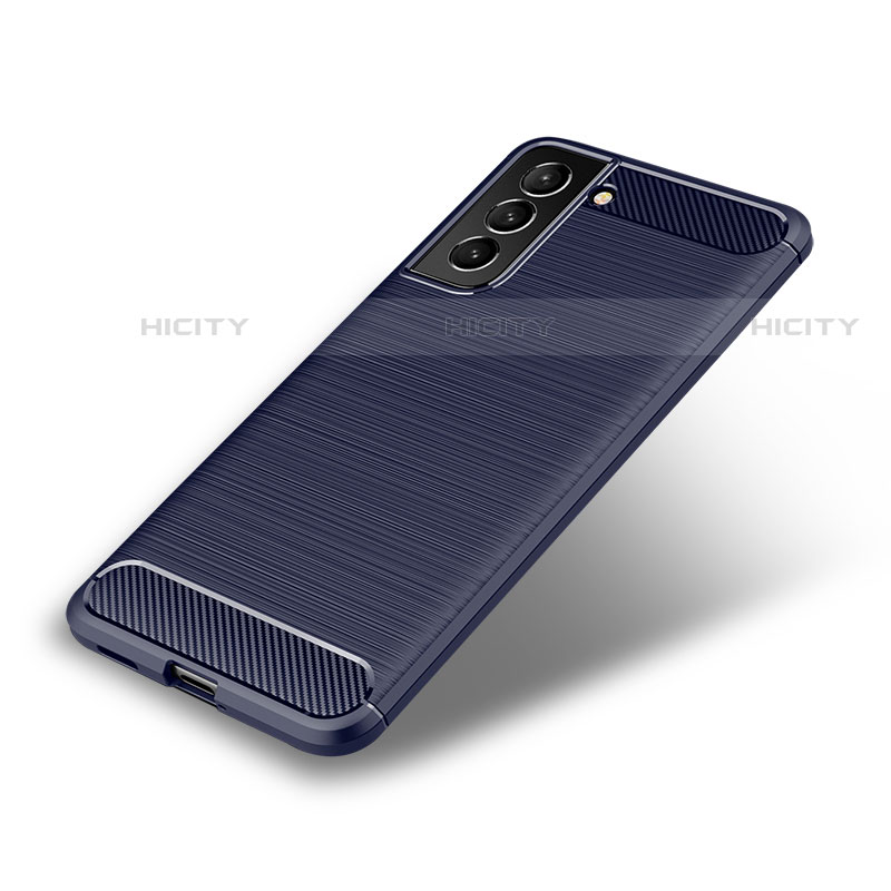Silikon Hülle Handyhülle Gummi Schutzhülle Flexible Tasche Line für Samsung Galaxy S21 Plus 5G Blau Plus