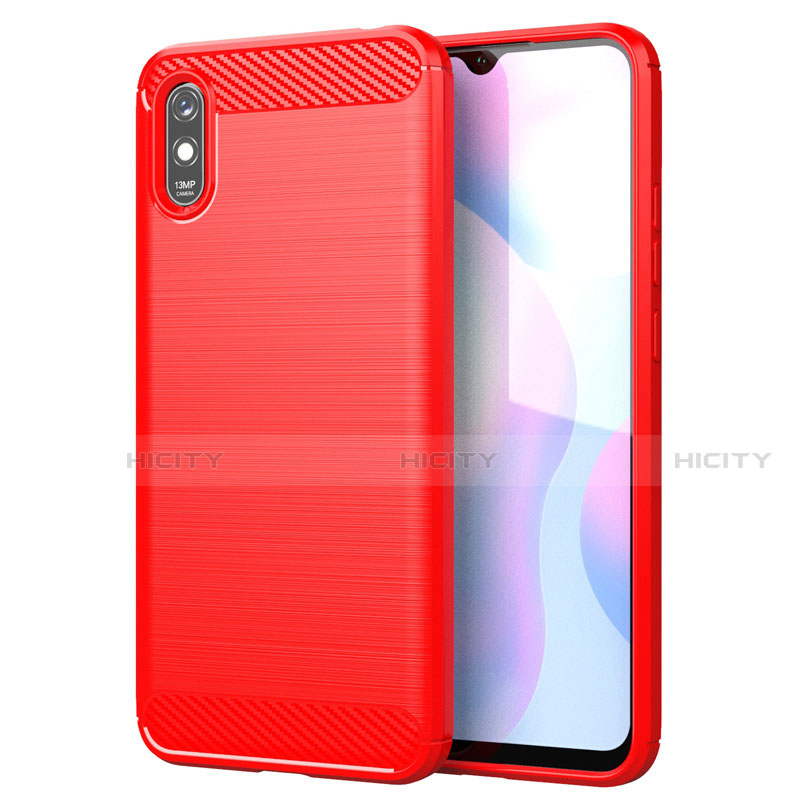 Silikon Hülle Handyhülle Gummi Schutzhülle Flexible Tasche Line für Xiaomi Redmi 9A Rot Plus