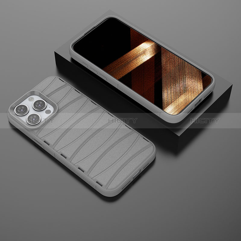 Silikon Hülle Handyhülle Gummi Schutzhülle Flexible Tasche Line KC2 für Apple iPhone 14 Pro Max Grau