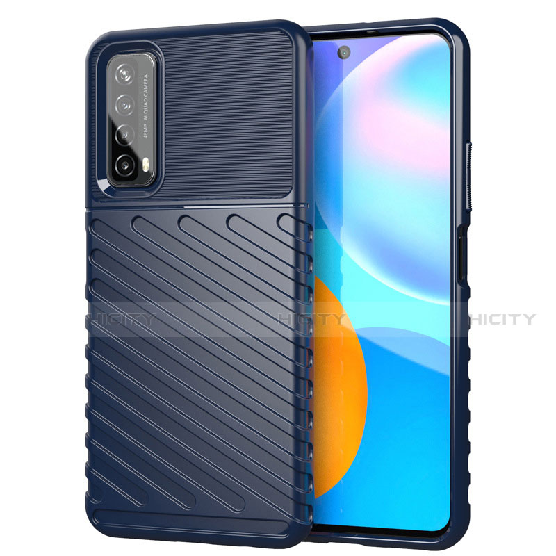 Silikon Hülle Handyhülle Gummi Schutzhülle Flexible Tasche Line S01 für Huawei P Smart (2021) Blau Plus