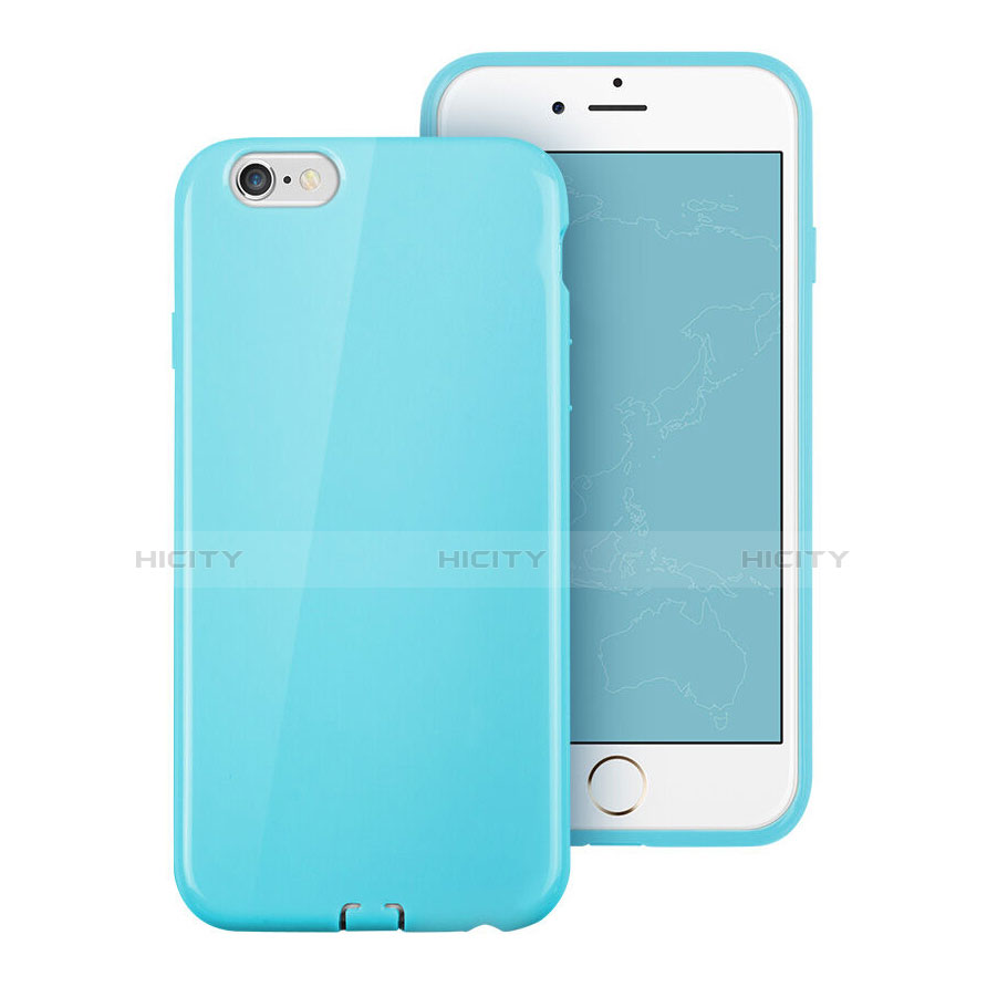 Silikon Hülle Handyhülle Gummi Schutzhülle für Apple iPhone 6S Hellblau Plus