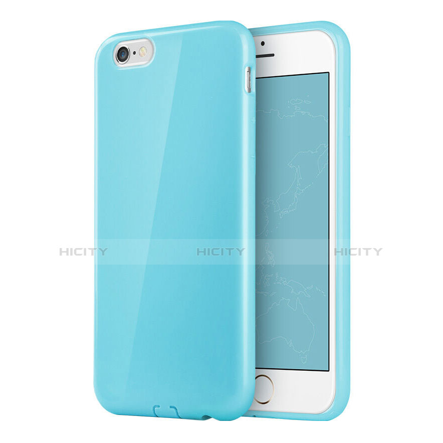 Silikon Hülle Handyhülle Gummi Schutzhülle für Apple iPhone 6S Hellblau groß
