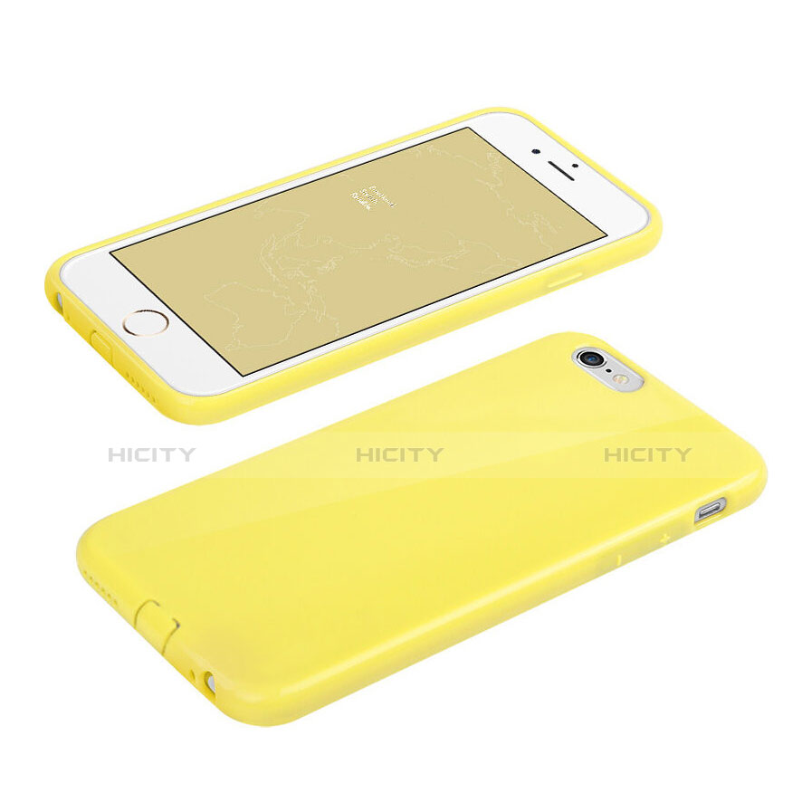 Silikon Hülle Handyhülle Gummi Schutzhülle für Apple iPhone 6S Plus Gelb groß