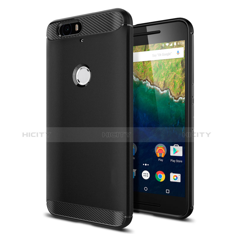 Silikon Hülle Handyhülle Gummi Schutzhülle für Google Nexus 6P Schwarz