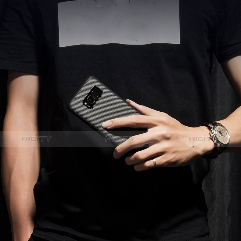 Silikon Hülle Handyhülle Gummi Schutzhülle Köper B03 für Samsung Galaxy S8 Plus Schwarz groß