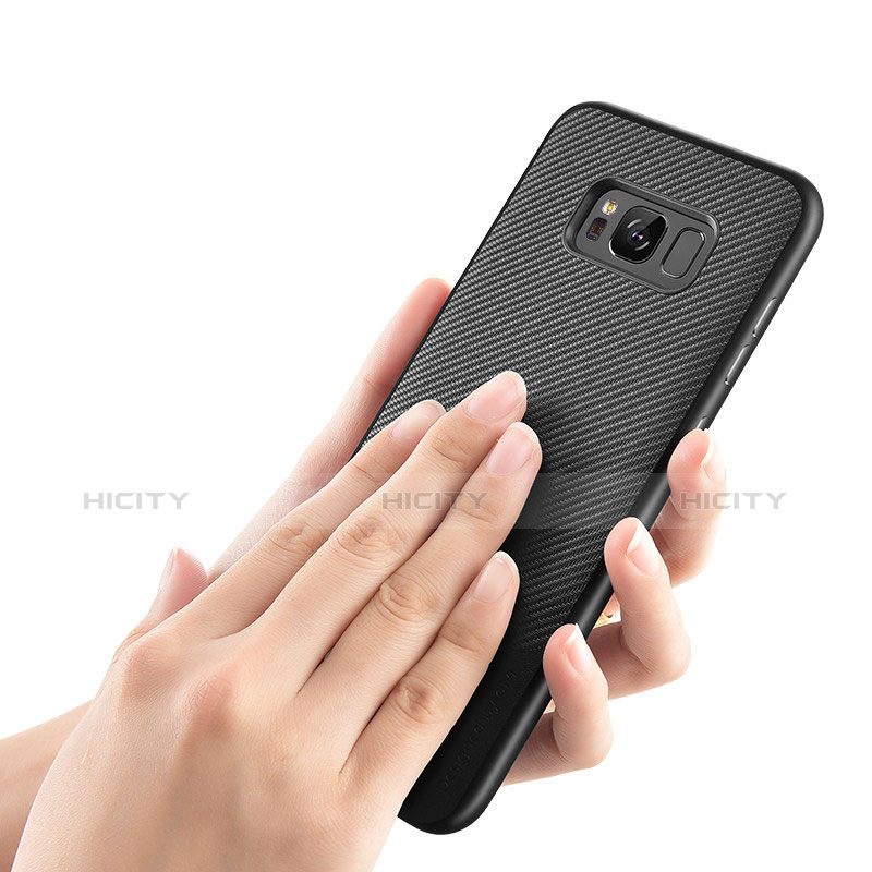 Silikon Hülle Handyhülle Gummi Schutzhülle Köper B03 für Samsung Galaxy S8 Schwarz groß