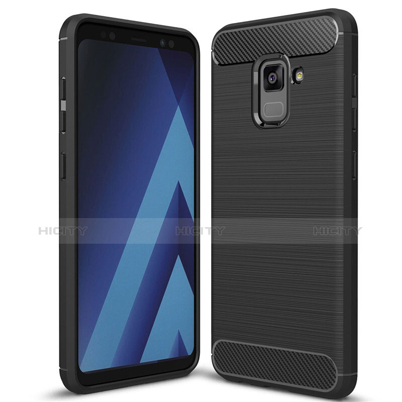 Silikon Hülle Handyhülle Gummi Schutzhülle Köper für Samsung Galaxy A5 (2018) A530F Schwarz groß