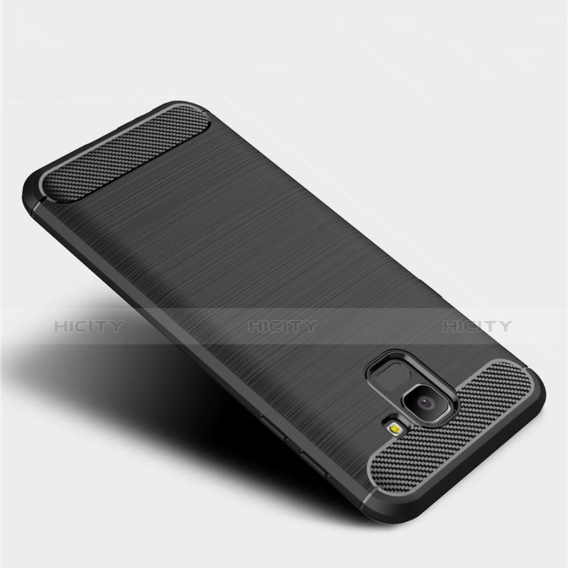 Silikon Hülle Handyhülle Gummi Schutzhülle Köper für Samsung Galaxy J6 (2018) J600F Schwarz groß