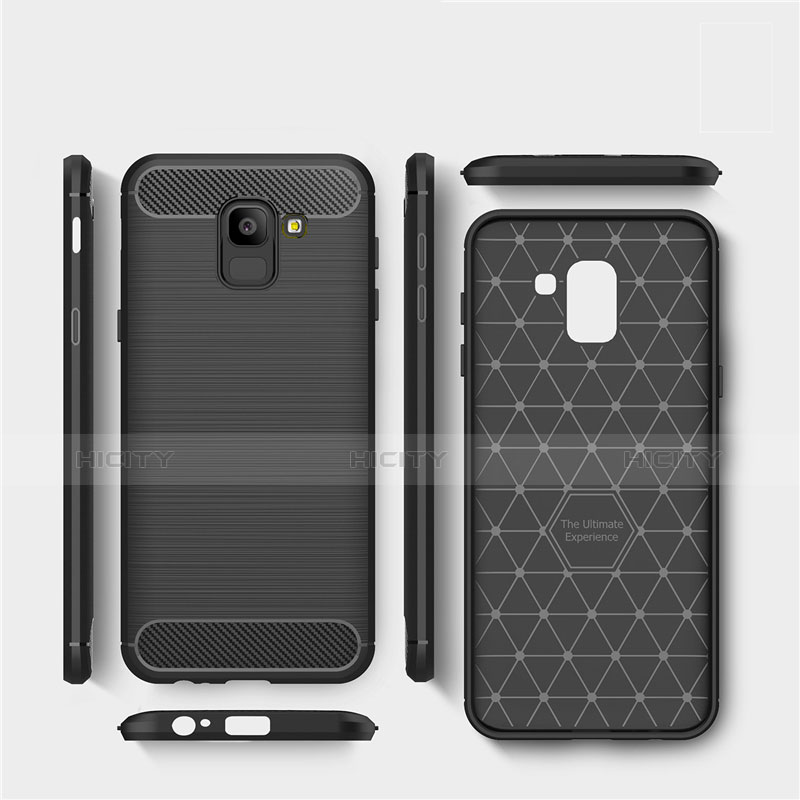 Silikon Hülle Handyhülle Gummi Schutzhülle Köper für Samsung Galaxy J6 (2018) J600F Schwarz groß
