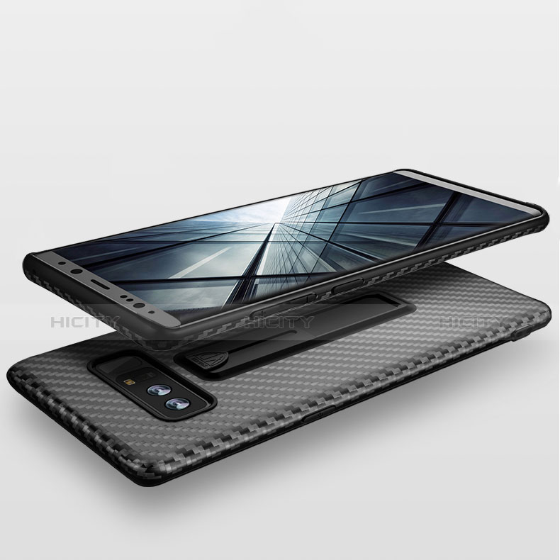 Silikon Hülle Handyhülle Gummi Schutzhülle Köper mit Fingerring für Samsung Galaxy Note 8 Duos N950F Schwarz groß
