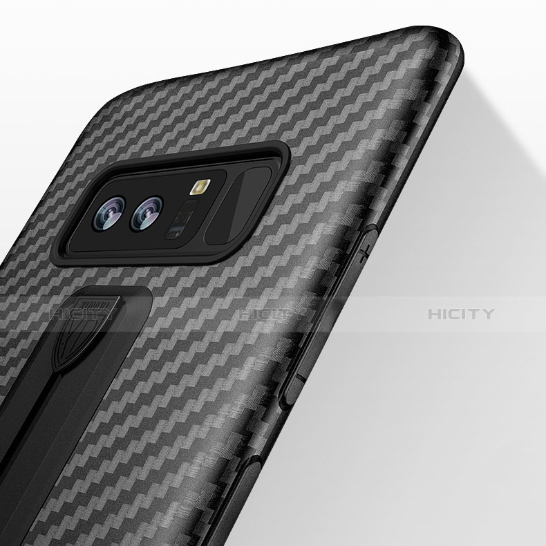Silikon Hülle Handyhülle Gummi Schutzhülle Köper mit Fingerring für Samsung Galaxy Note 8 Duos N950F Schwarz groß