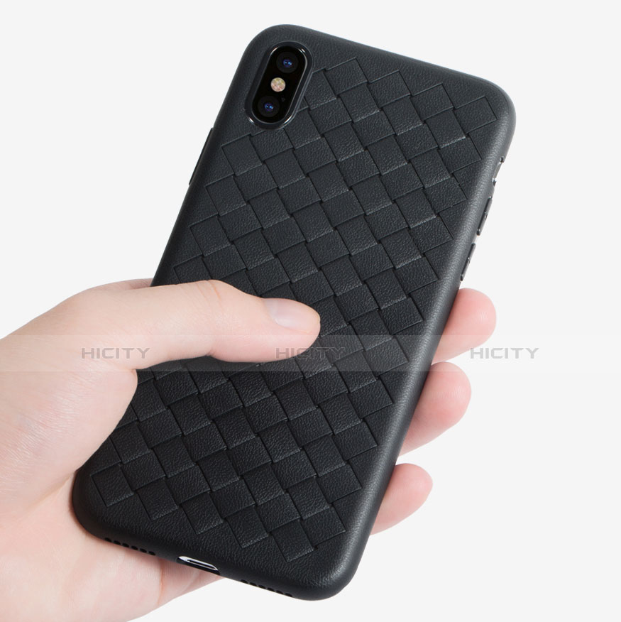 Silikon Hülle Handyhülle Gummi Schutzhülle Leder C01 für Apple iPhone Xs Max Schwarz