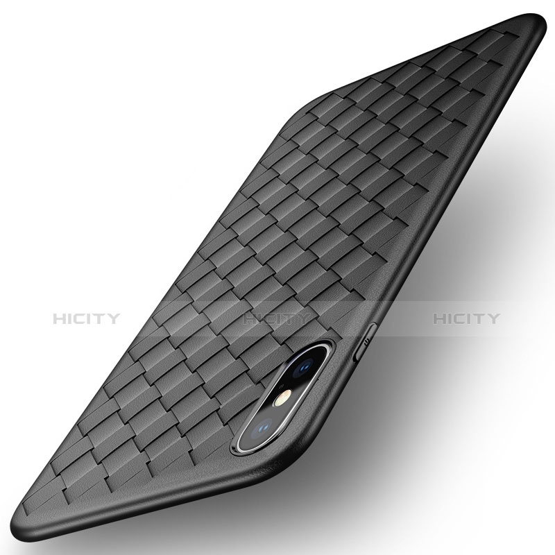 Silikon Hülle Handyhülle Gummi Schutzhülle Leder für Apple iPhone Xs Schwarz
