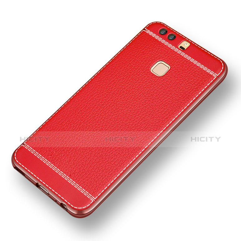 Silikon Hülle Handyhülle Gummi Schutzhülle Leder für Huawei P9 Rot