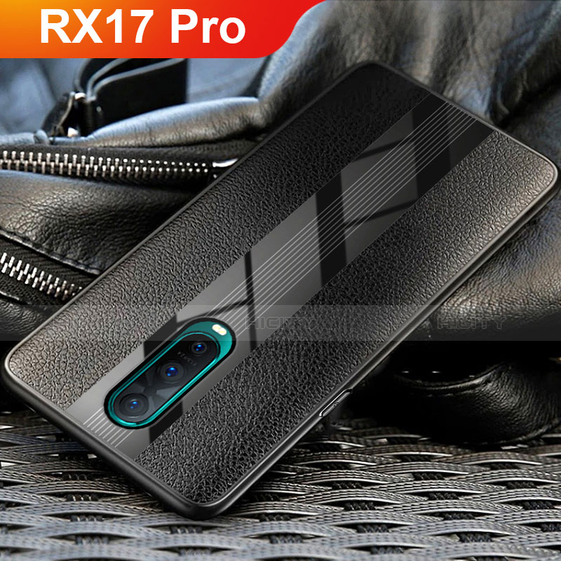 Silikon Hülle Handyhülle Gummi Schutzhülle Leder für Oppo RX17 Pro Schwarz Plus