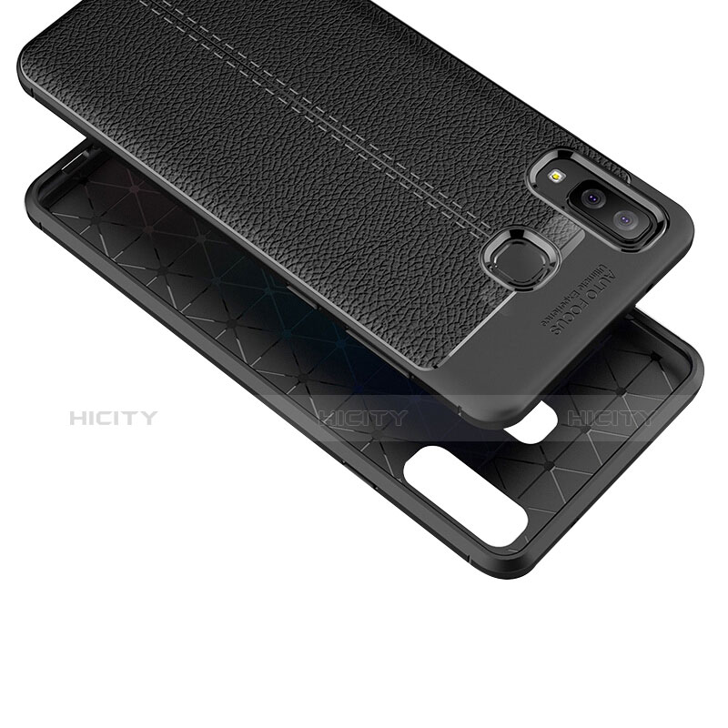 Silikon Hülle Handyhülle Gummi Schutzhülle Leder K01 für Samsung Galaxy A9 Star SM-G8850 Schwarz groß