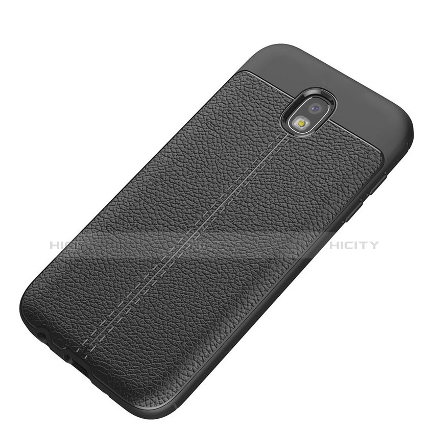 Silikon Hülle Handyhülle Gummi Schutzhülle Leder K01 für Samsung Galaxy J5 (2017) SM-J750F Schwarz Plus