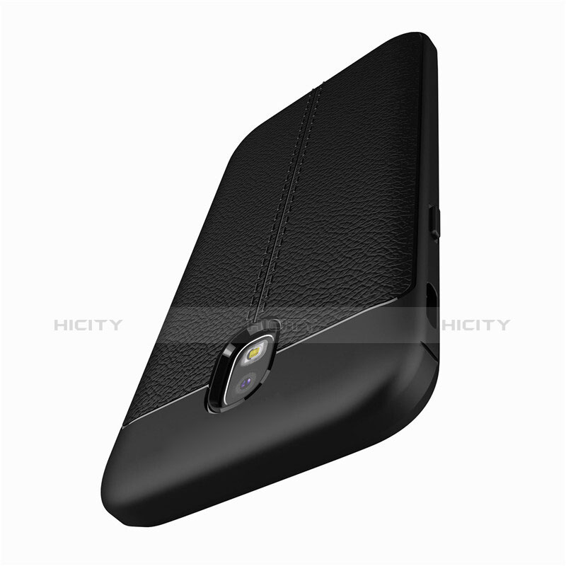Silikon Hülle Handyhülle Gummi Schutzhülle Leder K01 für Samsung Galaxy J5 (2017) SM-J750F Schwarz groß
