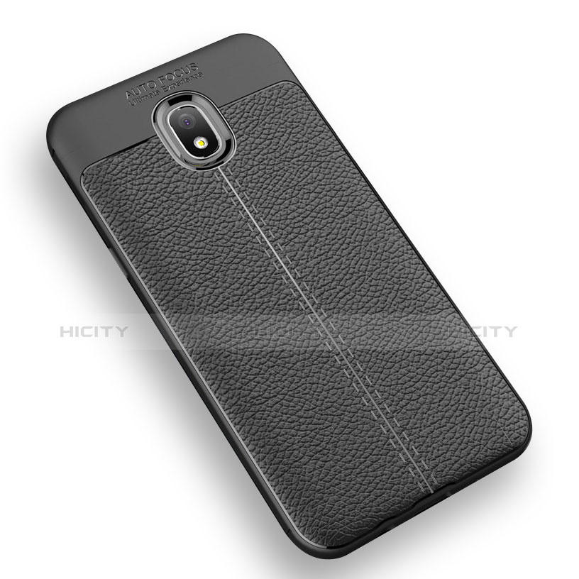 Silikon Hülle Handyhülle Gummi Schutzhülle Leder Q01 für Samsung Galaxy J3 Star Schwarz Plus