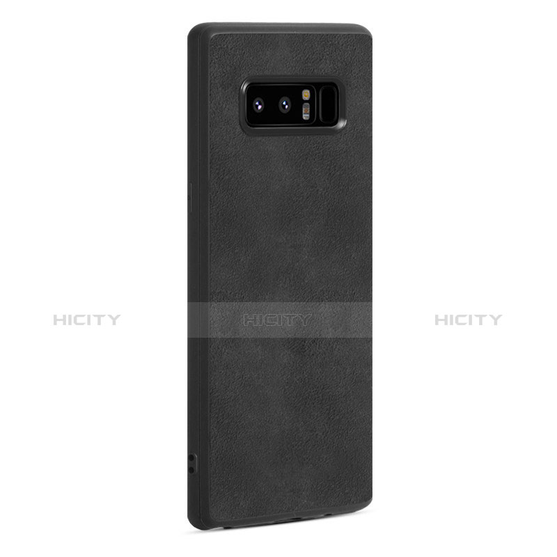 Silikon Hülle Handyhülle Gummi Schutzhülle Leder Q01 für Samsung Galaxy Note 8 Schwarz groß