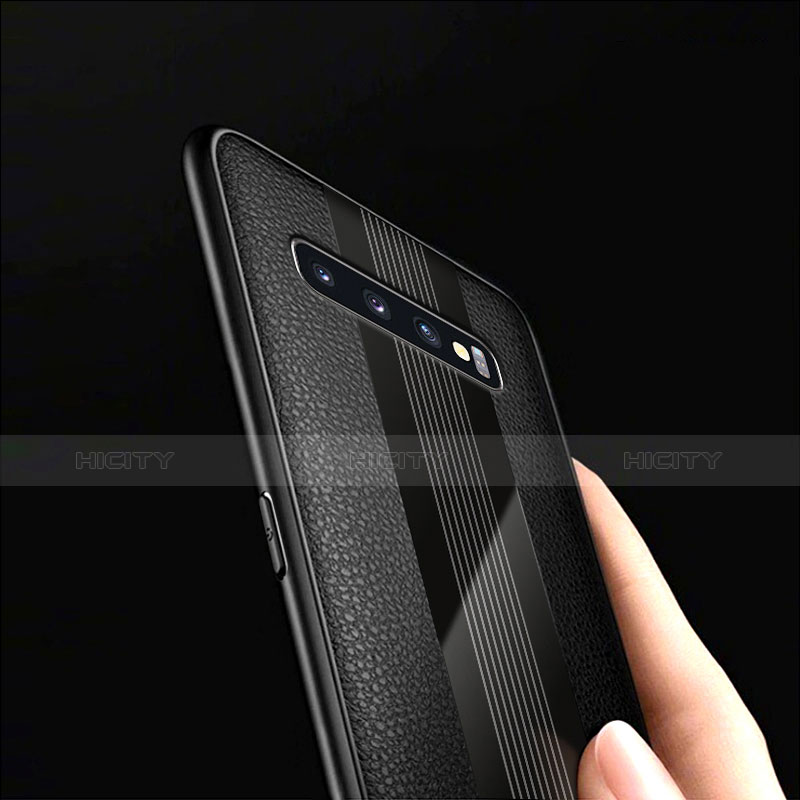 Silikon Hülle Handyhülle Gummi Schutzhülle Leder Q01 für Samsung Galaxy S10 Plus Schwarz
