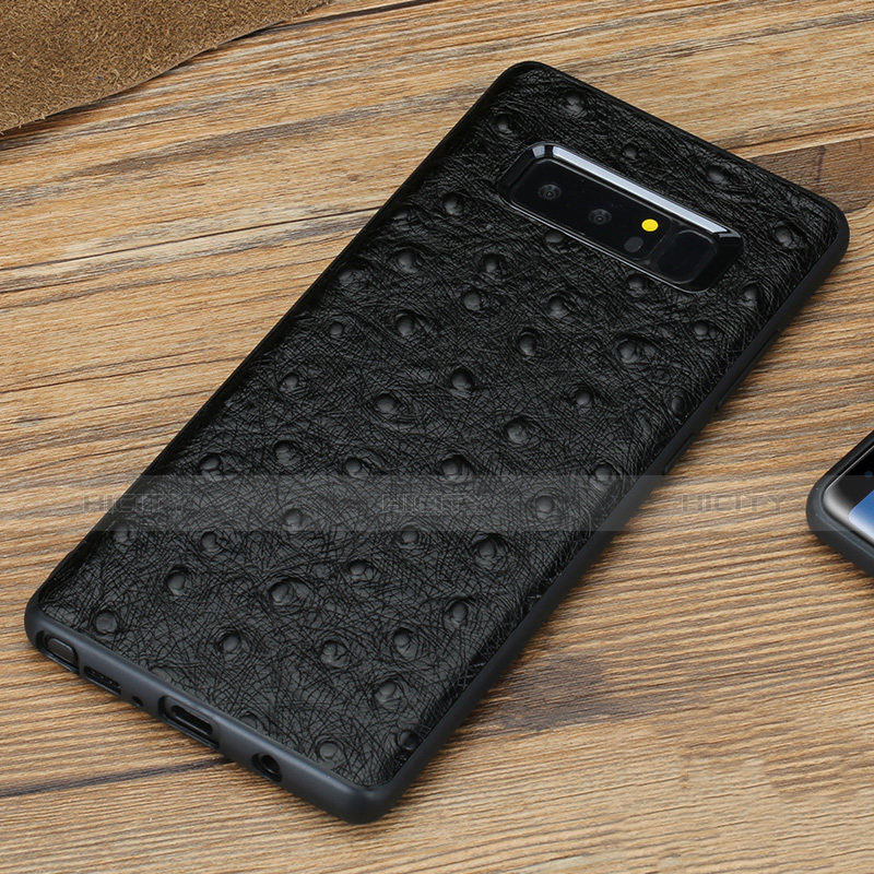 Silikon Hülle Handyhülle Gummi Schutzhülle Leder R02 für Samsung Galaxy Note 8 Schwarz