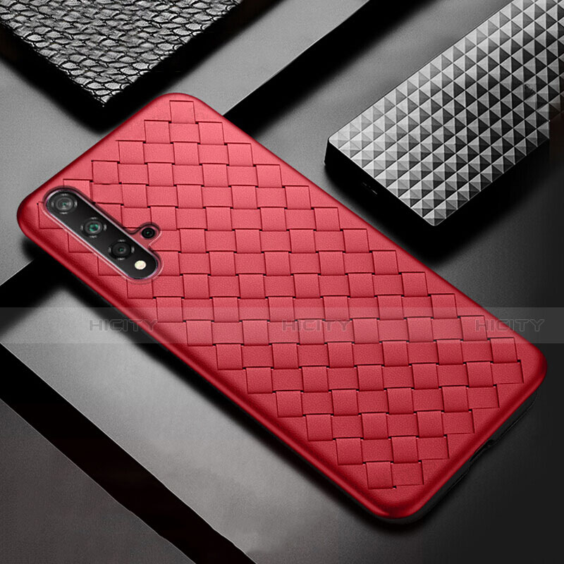 Silikon Hülle Handyhülle Gummi Schutzhülle Leder Tasche für Huawei Nova 5 Rot Plus