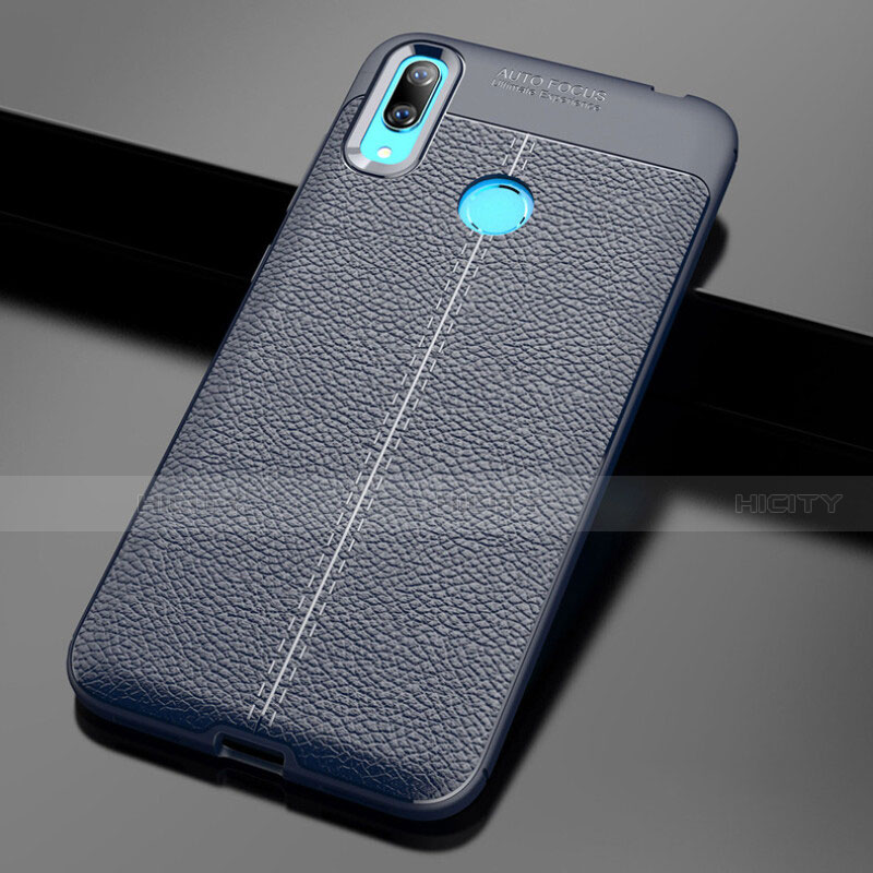Silikon Hülle Handyhülle Gummi Schutzhülle Leder Tasche für Huawei Y7 (2019) Blau