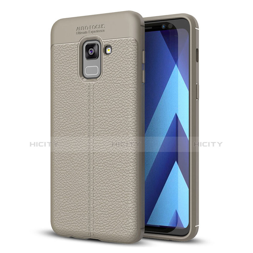 Silikon Hülle Handyhülle Gummi Schutzhülle Leder Tasche für Samsung Galaxy A8+ A8 Plus (2018) A730F Grau