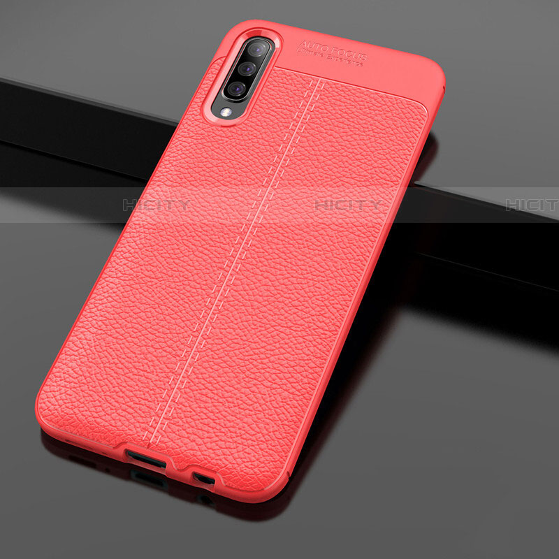 Silikon Hülle Handyhülle Gummi Schutzhülle Leder Tasche H01 für Samsung Galaxy A70 Rot