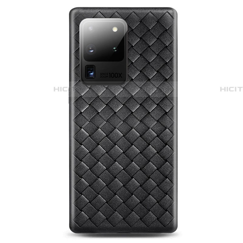 Silikon Hülle Handyhülle Gummi Schutzhülle Leder Tasche H05 für Samsung Galaxy S20 Ultra 5G Schwarz