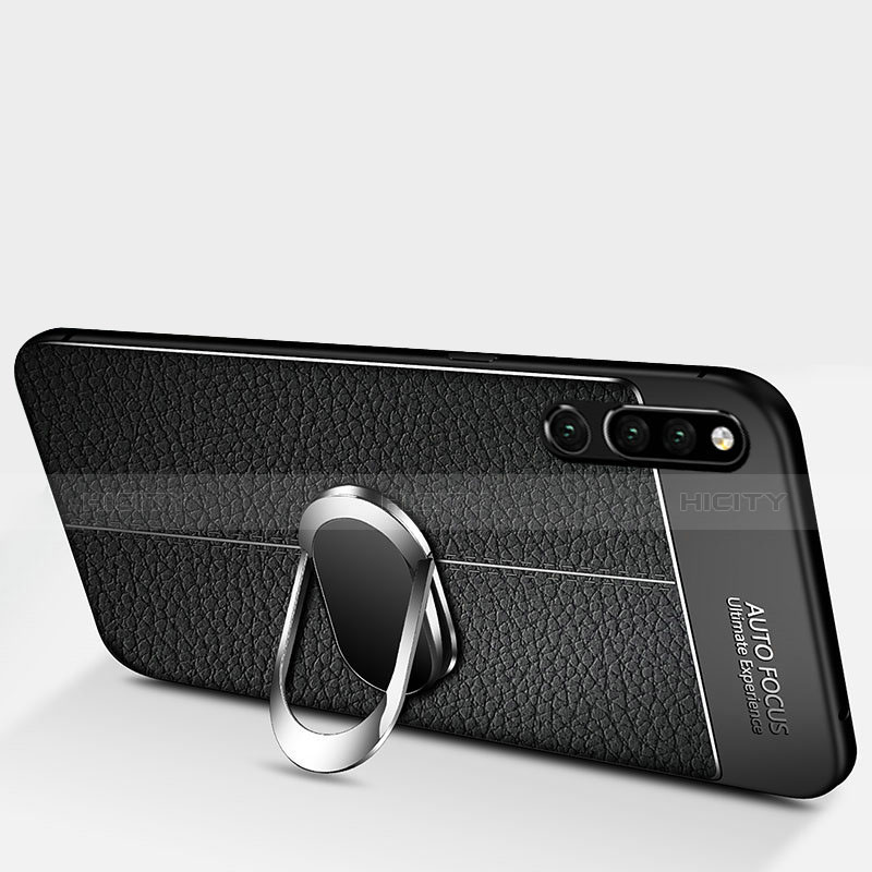 Silikon Hülle Handyhülle Gummi Schutzhülle Leder Tasche mit Magnetisch Fingerring Ständer A01 für Huawei Honor Magic 2 groß