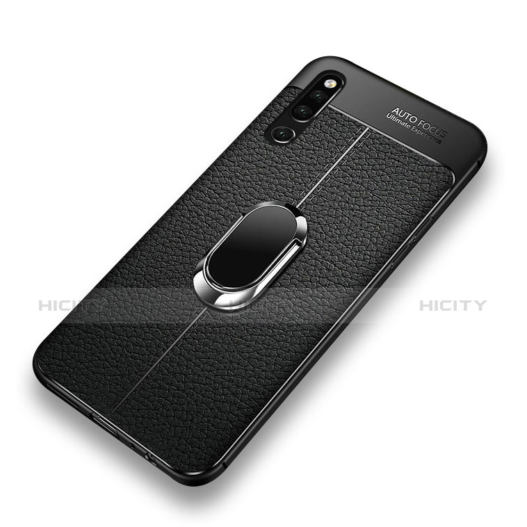 Silikon Hülle Handyhülle Gummi Schutzhülle Leder Tasche mit Magnetisch Fingerring Ständer A01 für Huawei Honor Magic 2