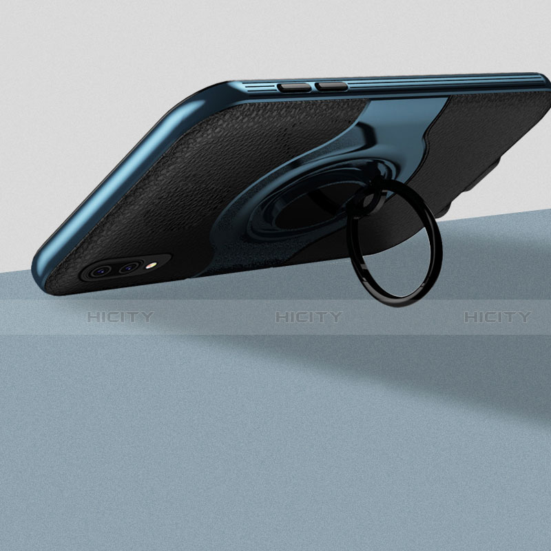 Silikon Hülle Handyhülle Gummi Schutzhülle Leder Tasche mit Magnetisch Fingerring Ständer für Huawei P20 Lite